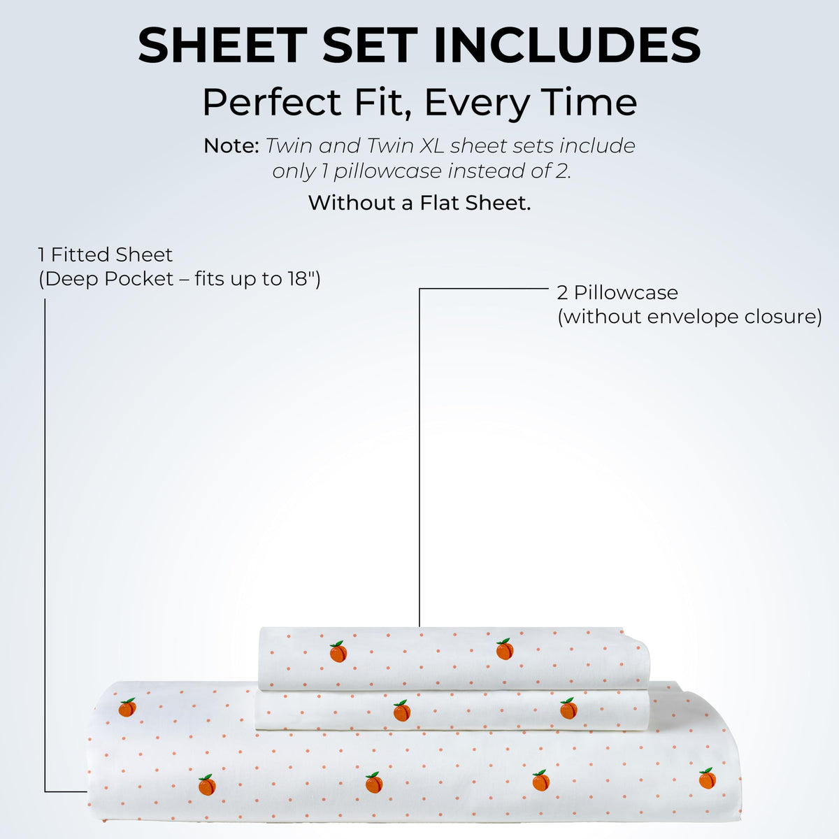 Mayil Manor Queen Size Fitted Sheet with 18" Deep Pockets, No Flat - Percale Weave Natural - Breathable 100% Cotton Printed Bedding, 1 Fitted Sheet + 2 Pillowcases - Peach Dot Print