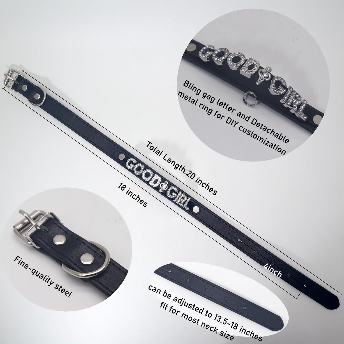 Gothic Letter Leather Choker Collar Necklace for Women,Rave EDC Festival Cosplay Jewelry