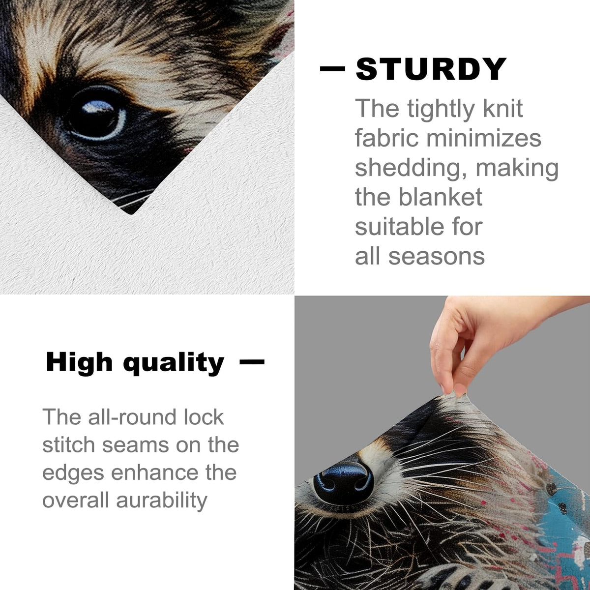 cromcu Raccoon Blanket for Kids and Adults, Adorable Graffiti Wildlife Soft Lightweight Throw for Sofa, Bed, Traveling, Camping Animal Decor Gifts, Single-Sided Printing, 50x60 Inches