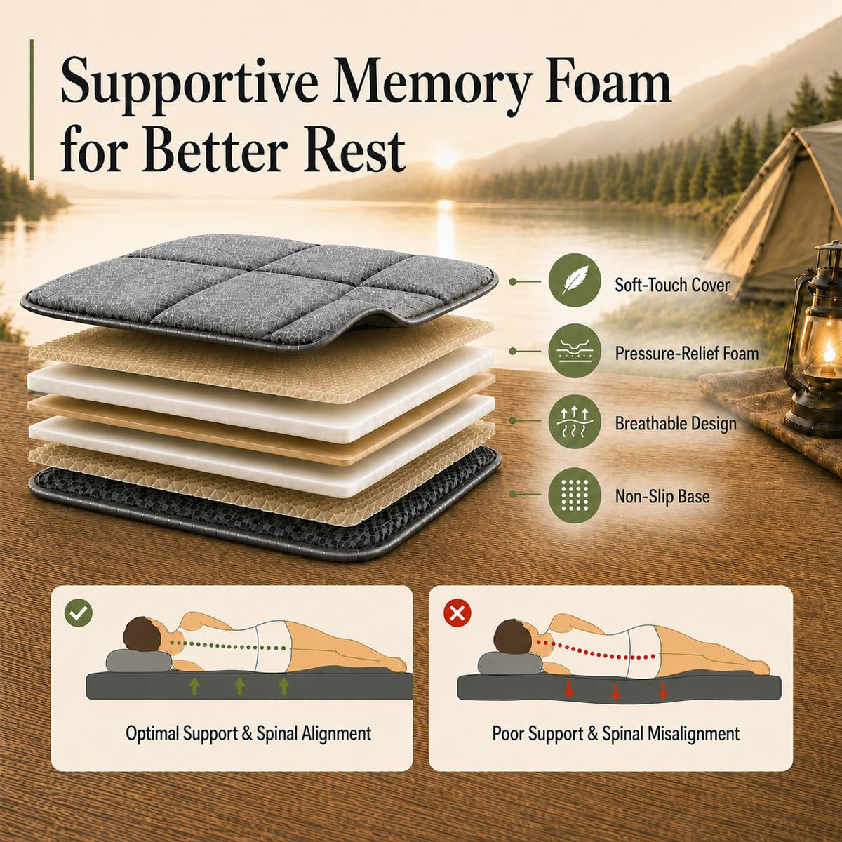 MGRFTOX Car Mattress Non-Inflatable Car Camping Mattress, Foldable Trunk Sleeping Pad with Split Design, Portable Car Bed for Road Trips, Camping, Travel, for Jeep Cherokee 2014-2023，for Jeep