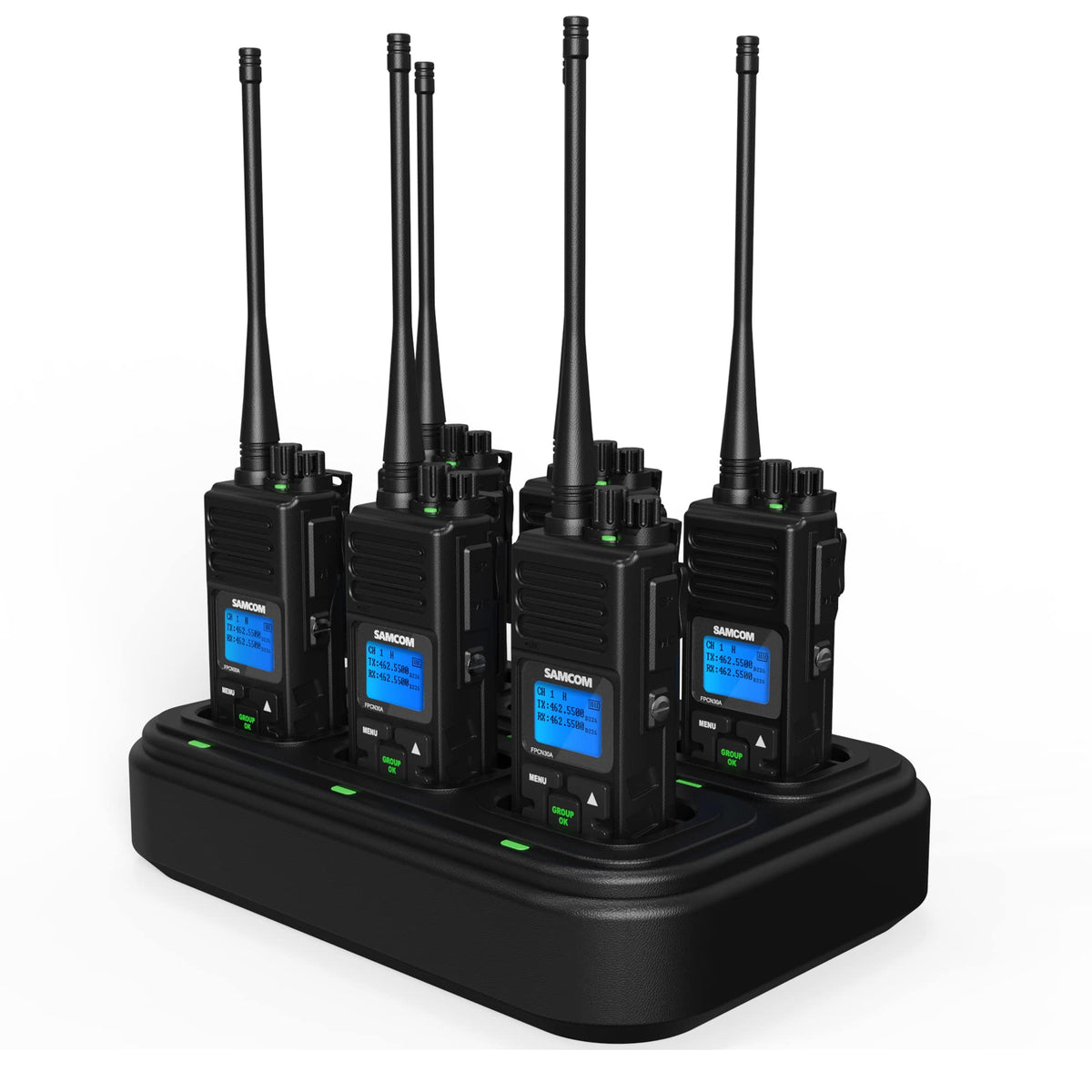 SAMCOM FPCN30A Two Way Radio Commercial with Gang Charger, Rechargeable 2 Way Radio,5W Walkie Talkie High Power, UHF Radios for Warehouse,Churches,Jobsite (6 Pcs Radio + Charger Gang)