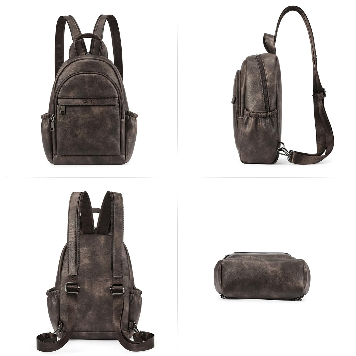 CLUCI Sling Bag for Women Leather Backpack Small Convertible Backpack Purse for Travel Hiking Cycling