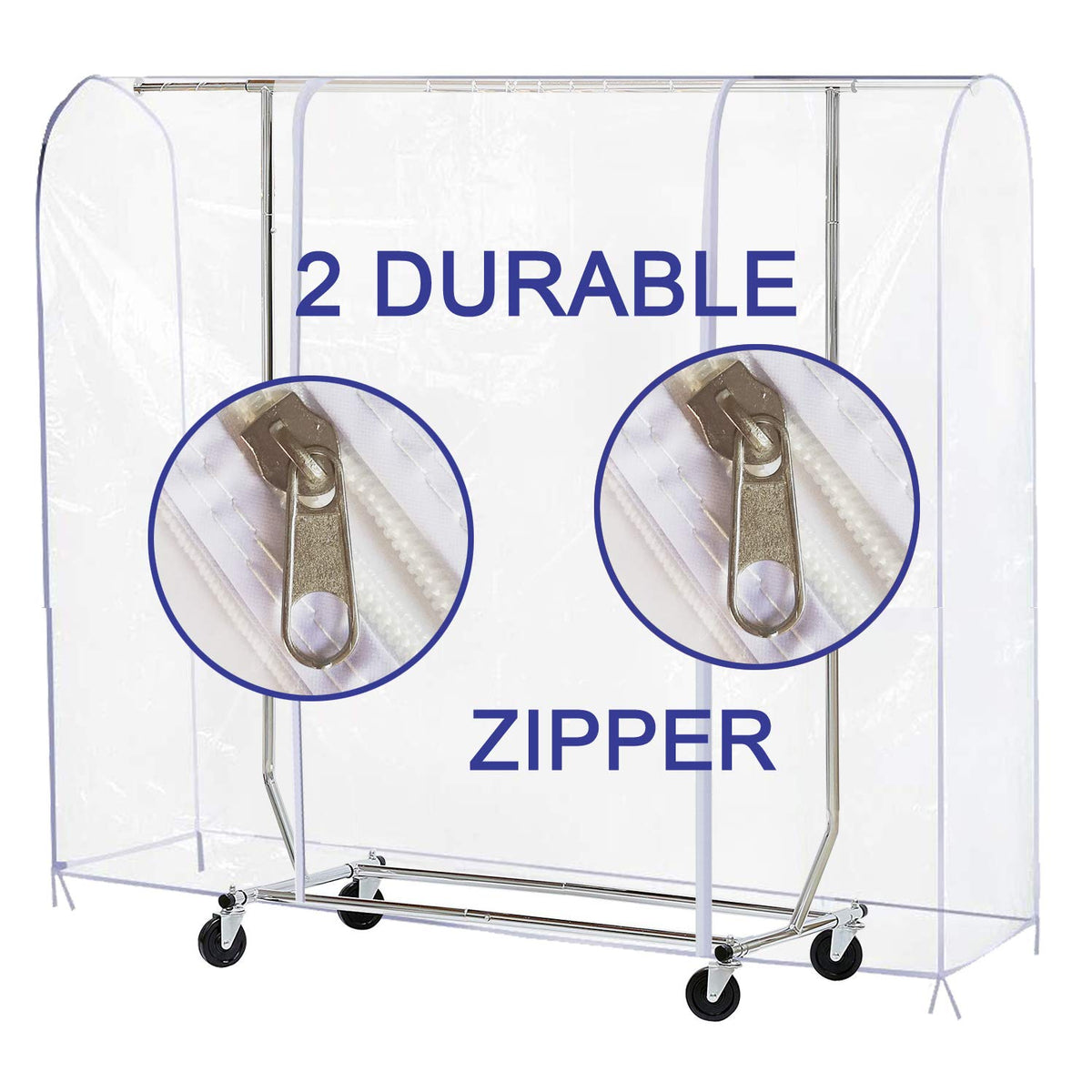 Ruibo Clear Garment Rack Cover Dustproof Clothes Rack Cover with 2 Durable Zipper/Clothing Waterproof Protector (L:71x20x60 inch)