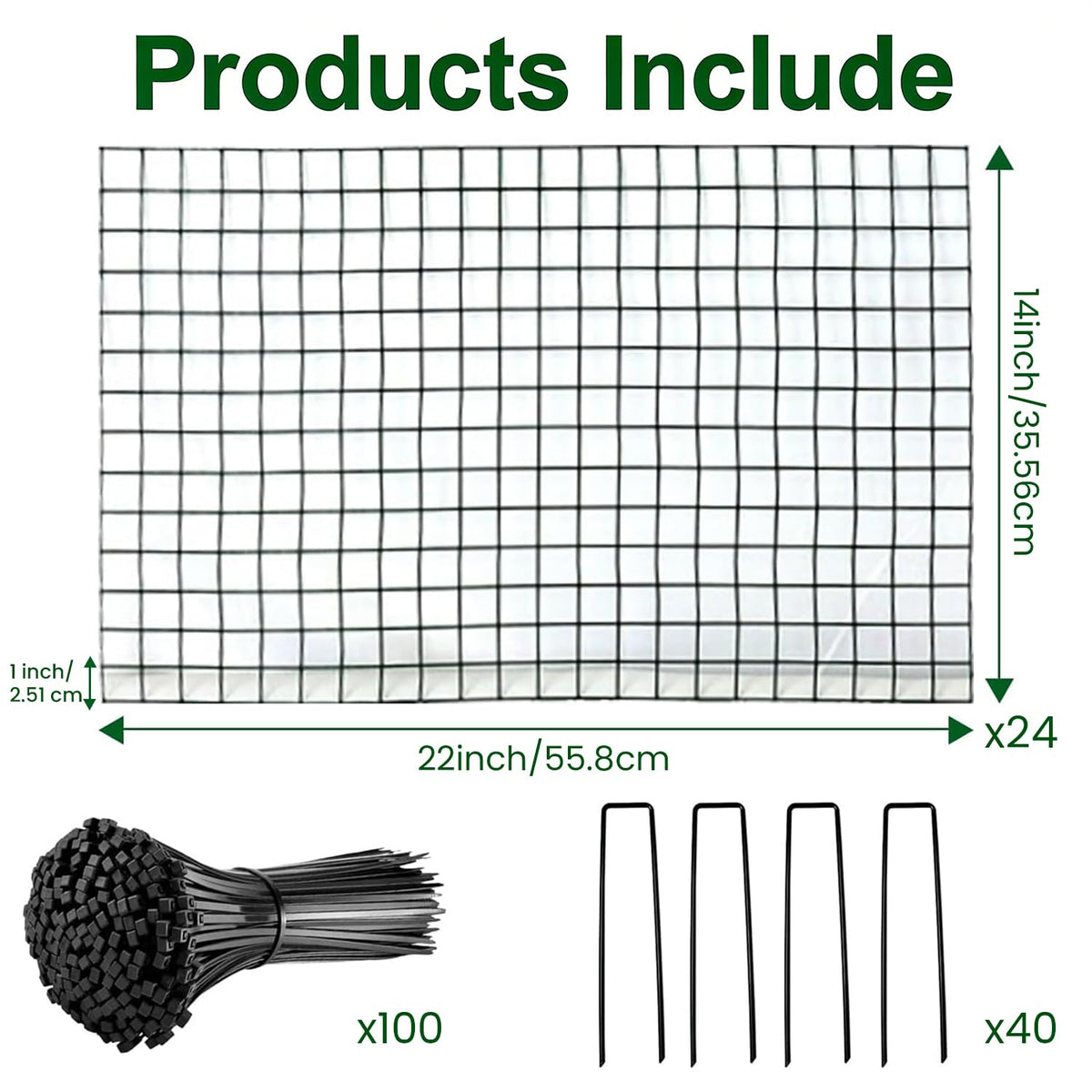 Hyuetrsa 12 Pack Plant Protectors from Animals, 14'' Dia x 14'' H Wire Plant Protector Cage,24 Pcs Pre-Bent Metal Mesh Plant Cages to Keep Rabbits, Squirrels and Chicken Out with Zip Ties & Stakes
