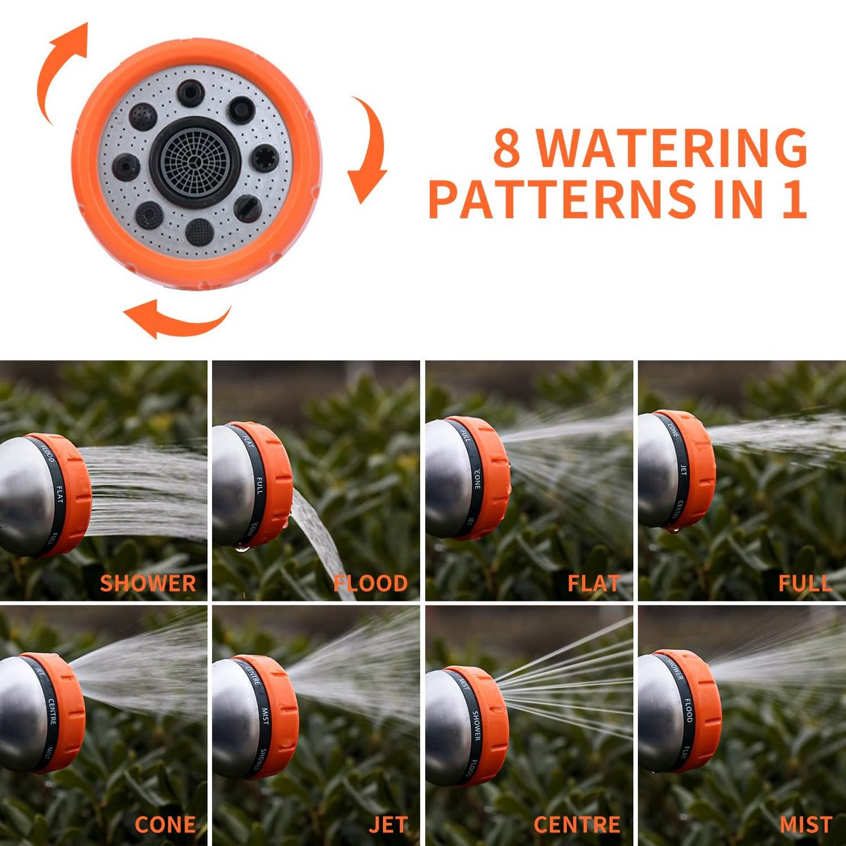 Garden Hose Nozzle,8 Patterns Hose Sprayer High Pressure,Heavy Duty Dog Wash,Metal Water Hose Nozzle with Soap Dispenser,Car Wash Foam Gun