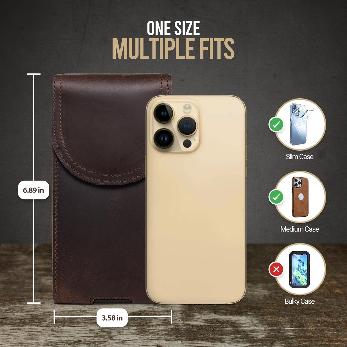 Hengwin Top Grain Leather Cell Phone Holster for Belt, Belt Pouch with Magnetic Closure Belt Clip/Loop, Phone Holder Belt Case Fit for iPhone 17 Pro Max 16 Pro Max Samsung Galaxy S26 Ultra (Coffee)