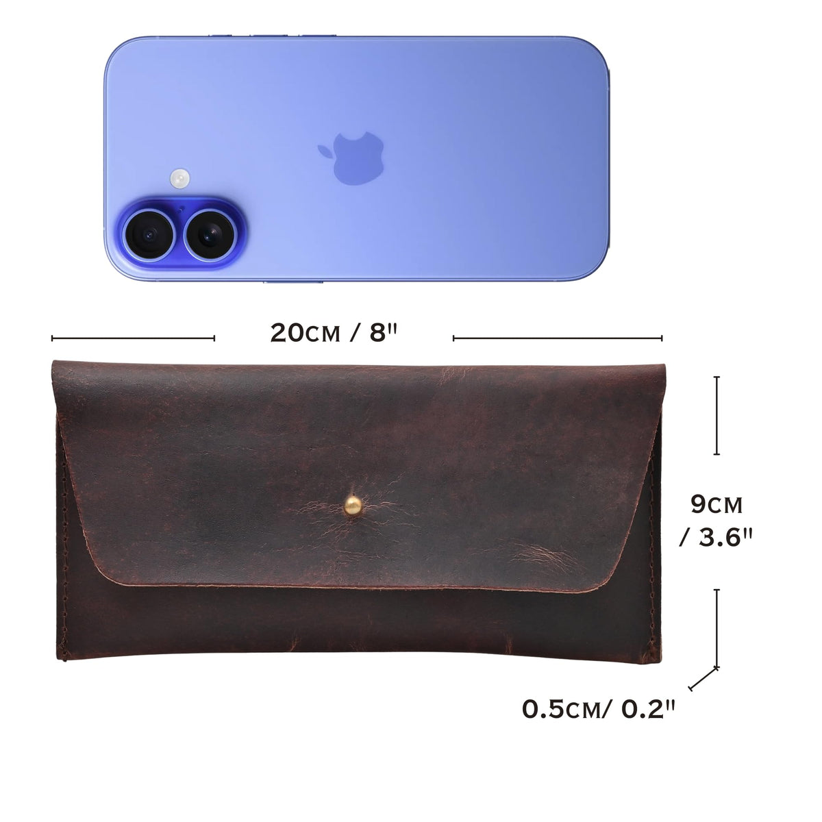 Autentico Leather Money Cash Envelopes Wallet for Men, Money Bag Pouch Reusable Budget Envelope, Retro Clutch Wallet, Dark Brown