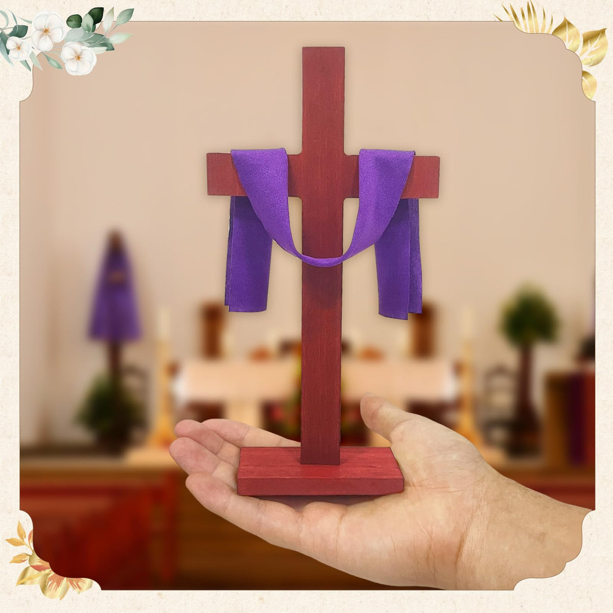 6 Pieces Wooden Cross Table Decoration Easter Wooden Cross Standing Tabletop Centerpieces Sign for Nativity Church Sunday School First Communion Baptism Decorations (Christian, 17 Inch)