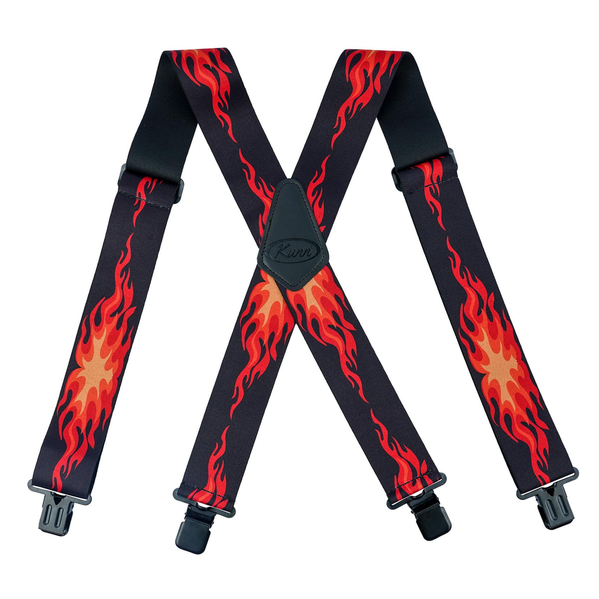 KUNN Suspenders for Men 2Inch Wide Adjustable Elastic Suspender Heavy Duty Clips Work Suspenders