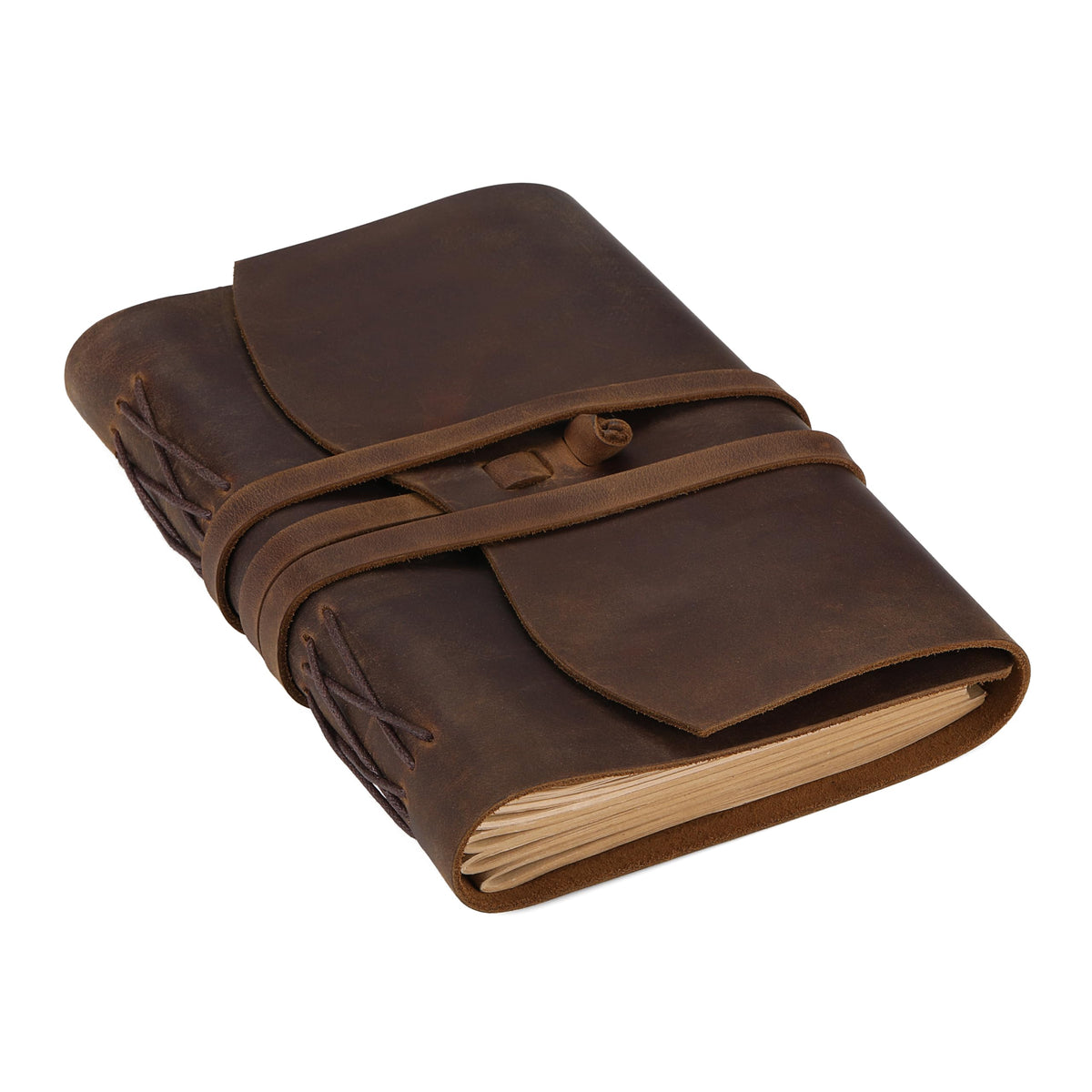 Carpetene Leather Journal Notebook Genuine Leather Bound Journal Cover for Writing 300 Handmade Kraft A5 Lined Pages Vintage Journal Daily Notepad for Men Women Travel, Brown (8''x6'')