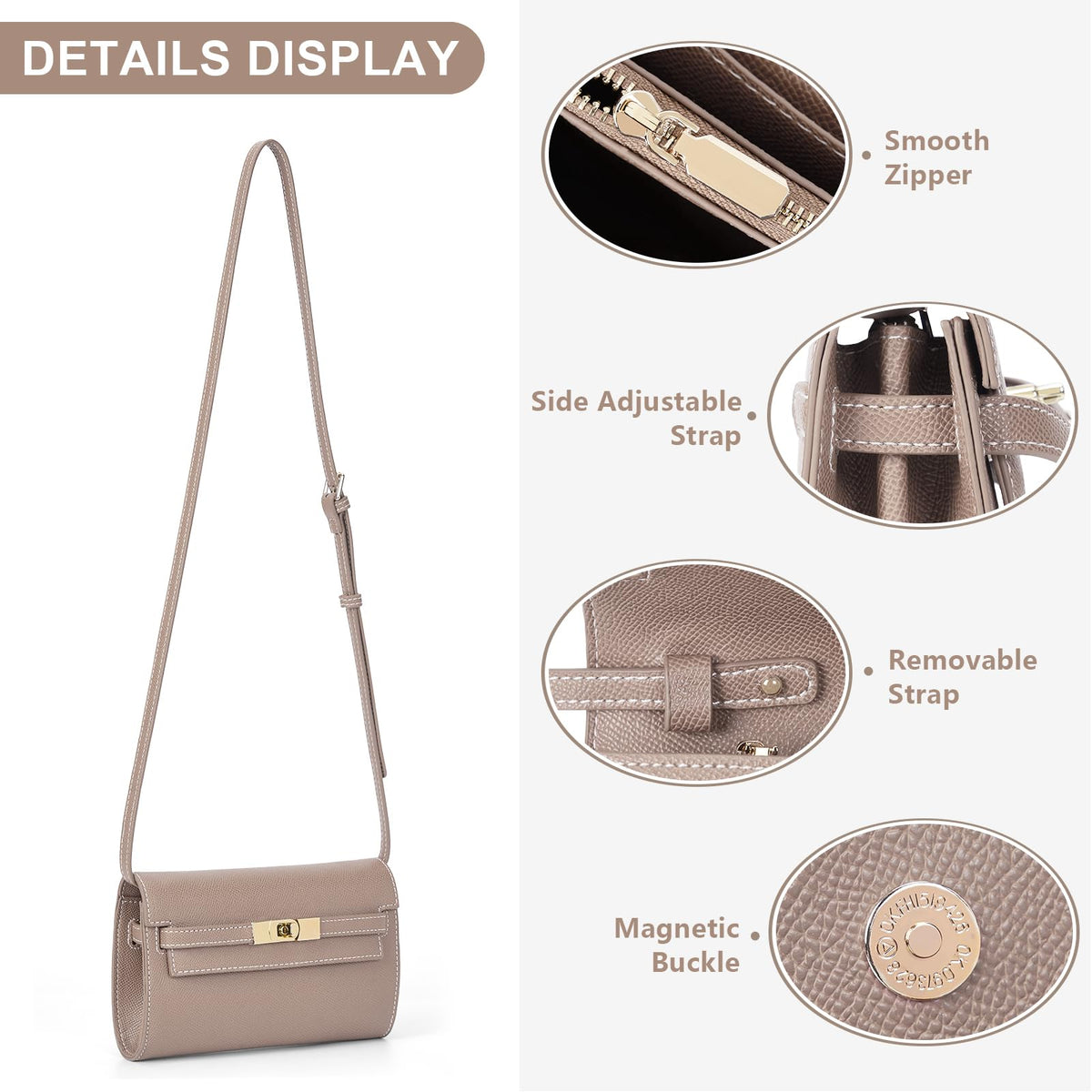 Mini Clutch Purse Vegan Leather Crossbody Bag for Women Small Shoulder Bag Designer Handbag with Strap