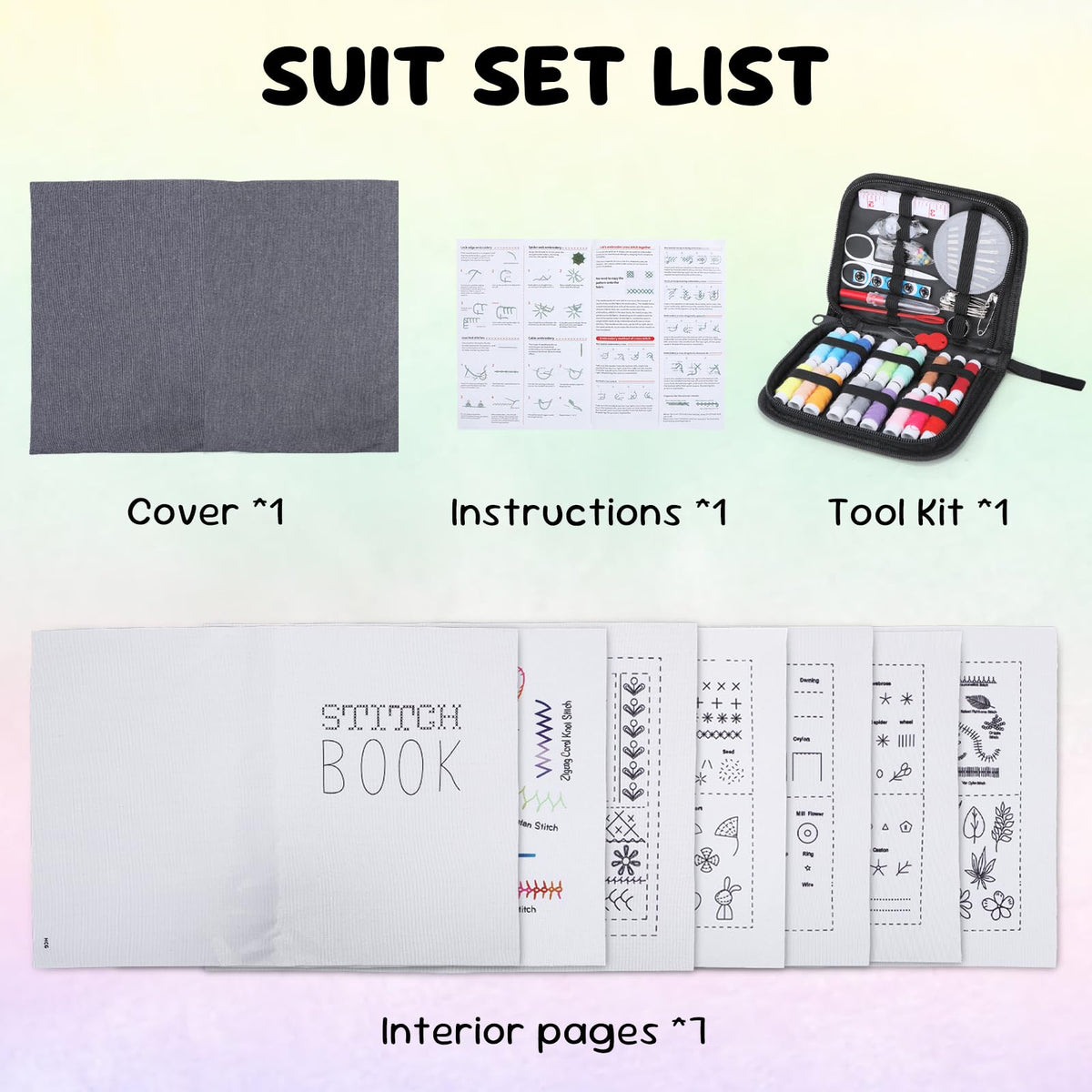 Poeuai 2026 New Embroidery Stitch Book Kit,All-Scenario Embroidery Stitch Book kit, Comes with a Complete Toolkit and Instructional Tutorial, for Beginners and Enthusiast
