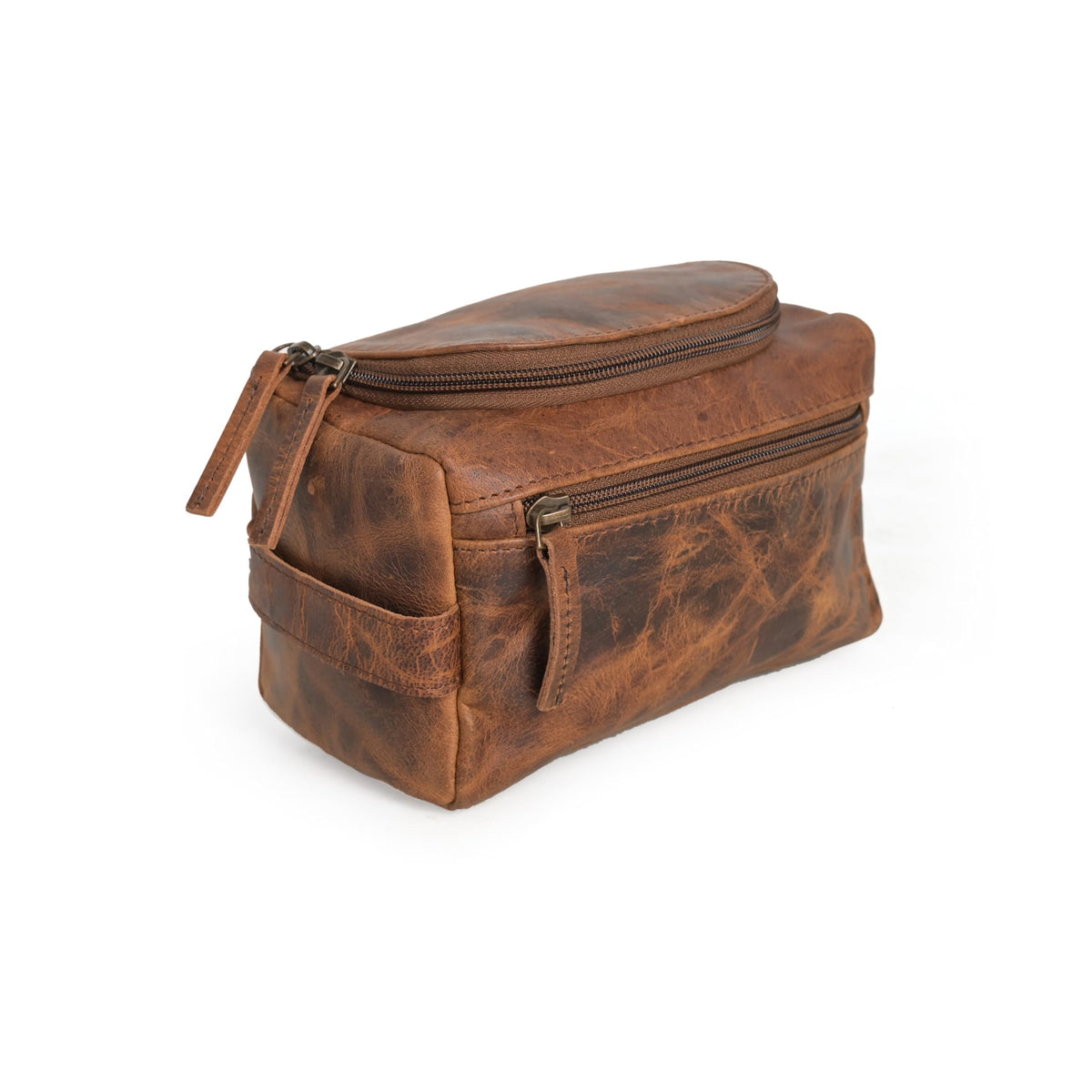 RusticVintage (7.5 inch Small) Real Full Grain Leather Toiletry Bag for Men, Dopp kit with Waterproof Lining, Toiletries Organizer, Grooming Travel Bag Pouch, Bathroom Shaving Kit Zipper Bag