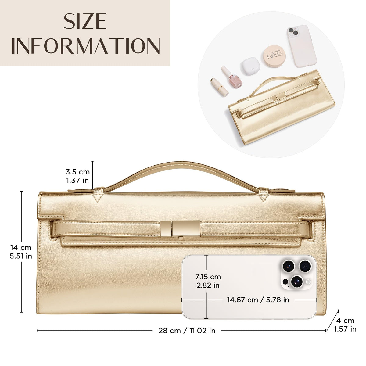 CHUNLI PU Leather Clutch Purses for Women, Trendy Ladies Top Handle Bag for Evening Work Business Daily Use