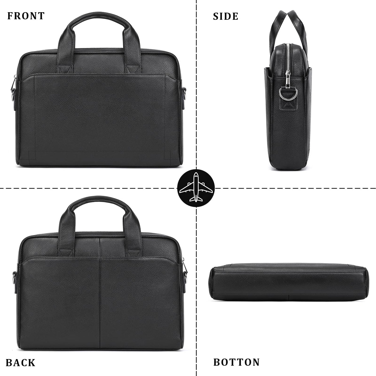 Leather Laptop Bag for Men, Laptop Briefcase Fits Up to 15.6 Inch Notebook, Portable Shoulder Messenger Crossbody Bag for Travel Business Office