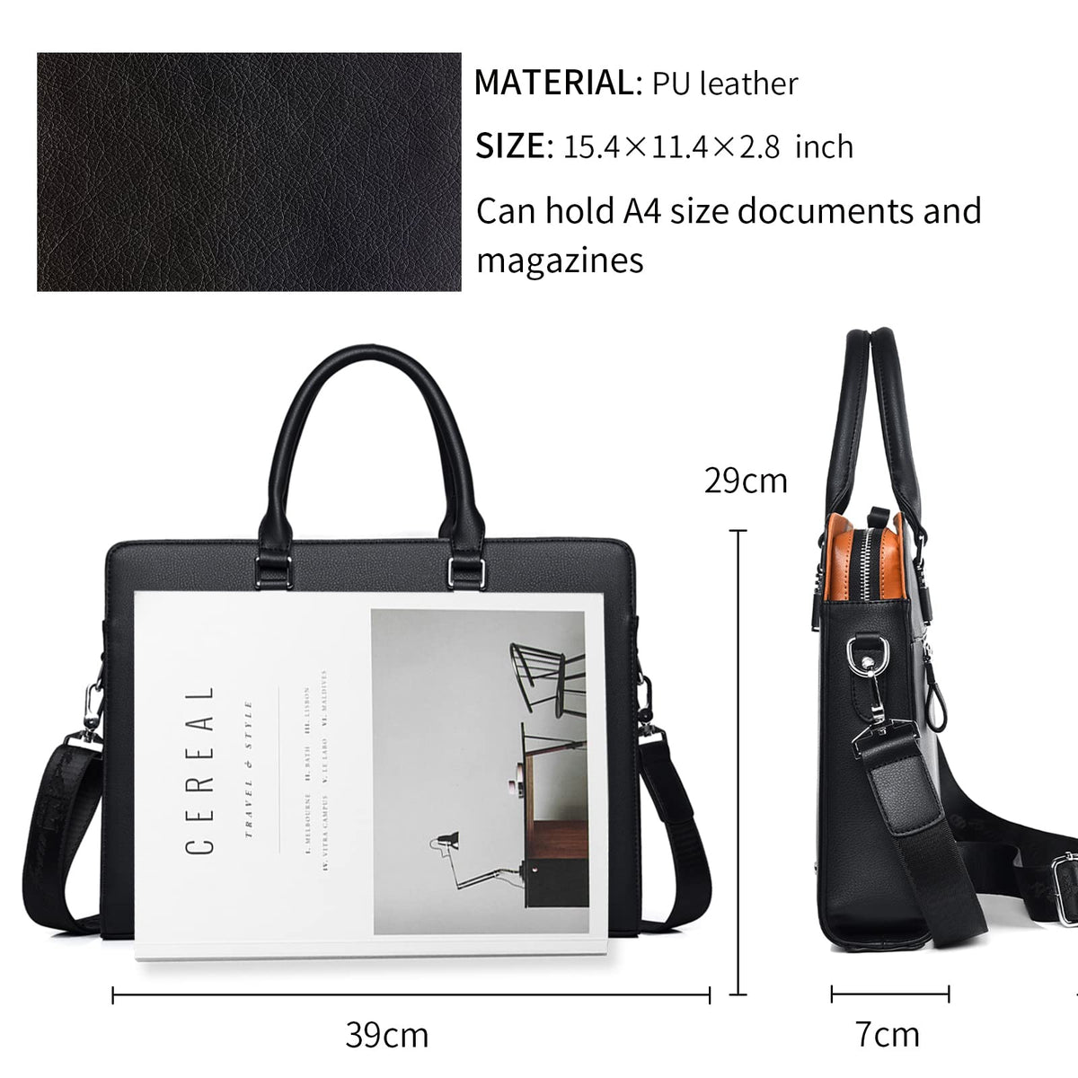FSD.WG]Business Bag Leather Briefcase Shoulder Laptop Business Bag for Men