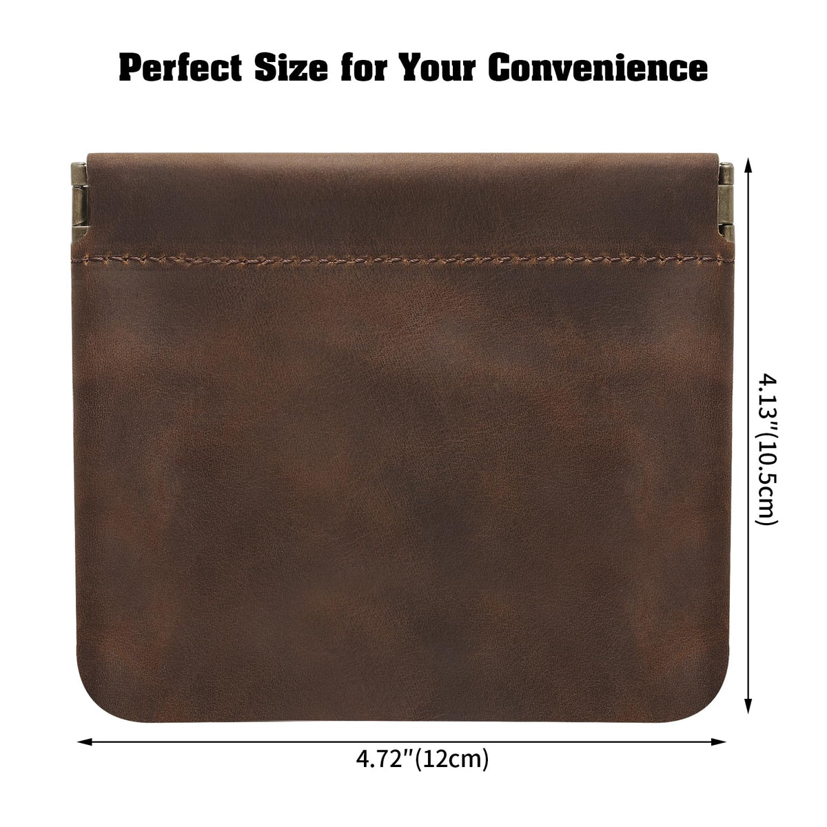 Jack&Chris Mini Coin Purse, Genuine Leather Small Coin Wallet, Leather Squeeze Coin Purse Pouch Change Holder For Men & Women, JC309