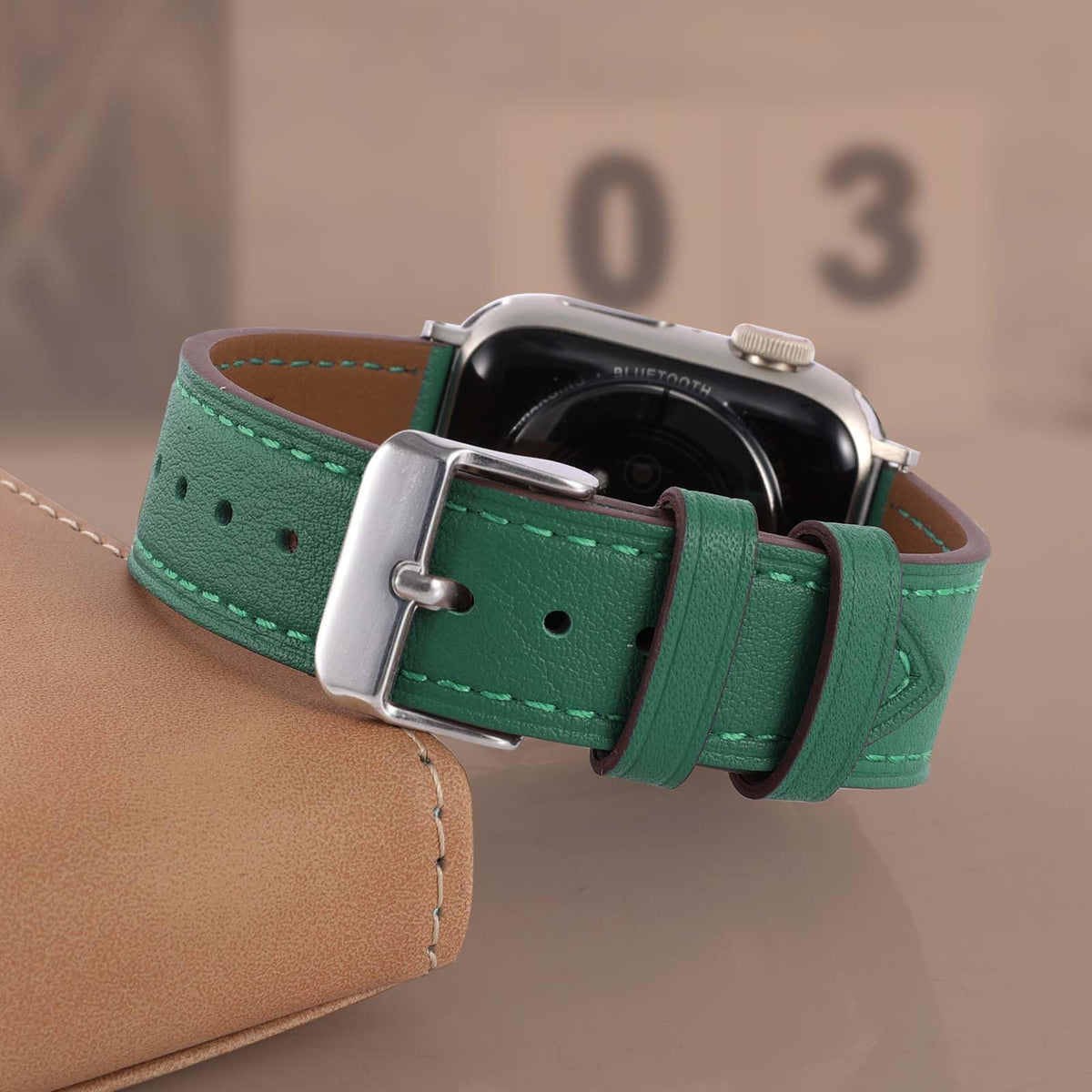 Biggyboom Soft Genuine Leather Bands Compatible with Apple Watch Band 42mm 41mm 40mm 38mm for Women Men, Sweat Wear Resistant Leather Replacement Strap for iWatch Series 11 10 9 8 7 6 SE 5 4 3 2 1