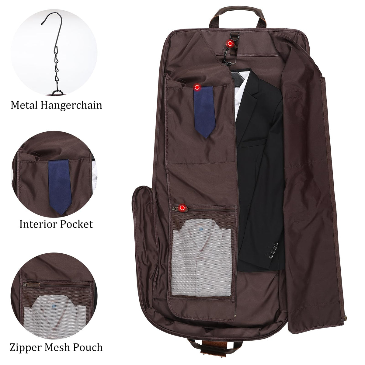 Polare Waxed Canvas Full Grain Leather Trim Garment Carry on Bag for Business Travel, Waterproof Hanging Suit Luggage Bag Wrinkle-Free Suit Cover with YKK Zipper and Shoulder Strap