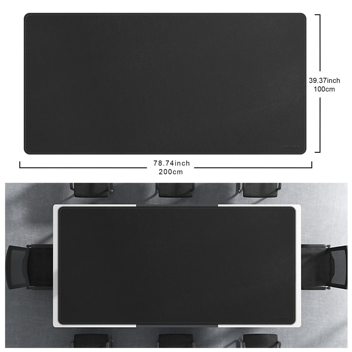 CENNBIE MAX200 78.7" x 39.4" Leather Desk Mat Protector, Extra Large Leather Desk Pad for Full Desk - XXXXXL Super Large Mouse Pad (Black)