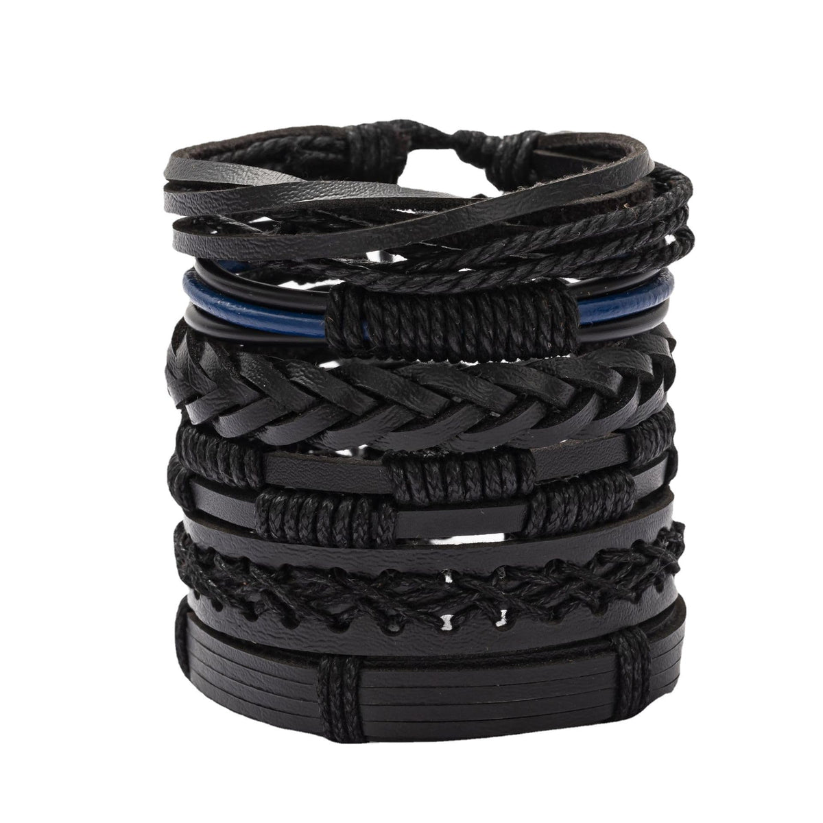 PINKPIN 24Pcs Adjustable Braided Leather Bracelets for Men Women Wrap Cuff Bracelet Cords Ethnic Tribal Handmade Wrap Wristband Bracelets Set