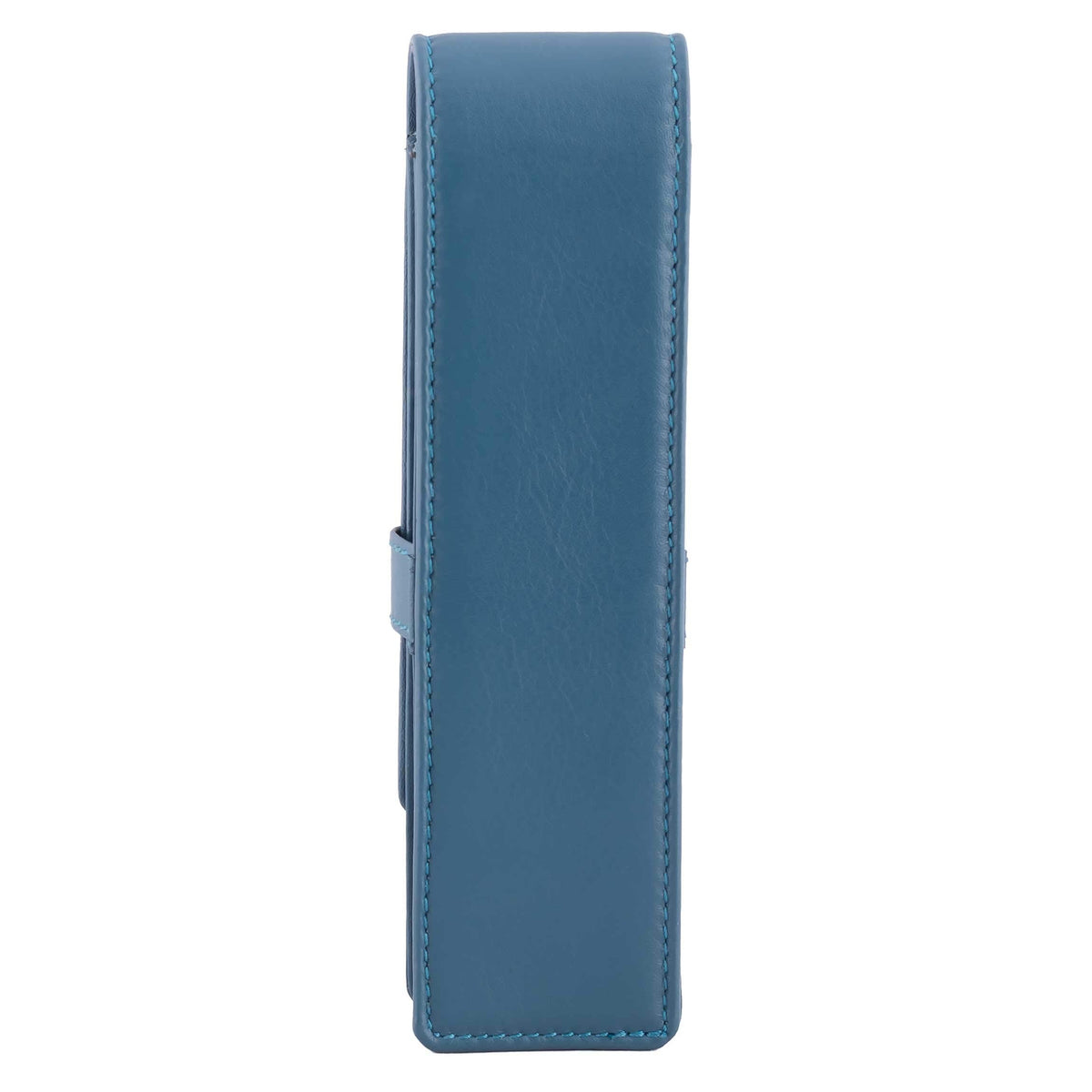 DiLoro Leather Pen Case Pouch Holder for Two Fountain Ballpoint Rollerball Pens or Pencils (Sololio Blue)