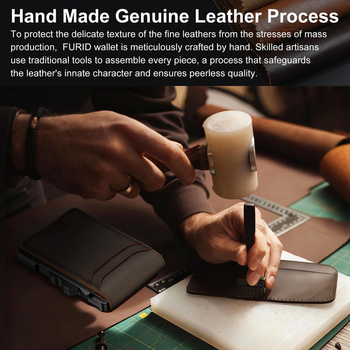 furid Genuine Leather Wallet for Men: Slim RFID Minimalist Wallets with Money Clip - Smart Pop Up Credit Card Holder for Front Pocket - Gifts for Husband Father on Birthday Anniversary