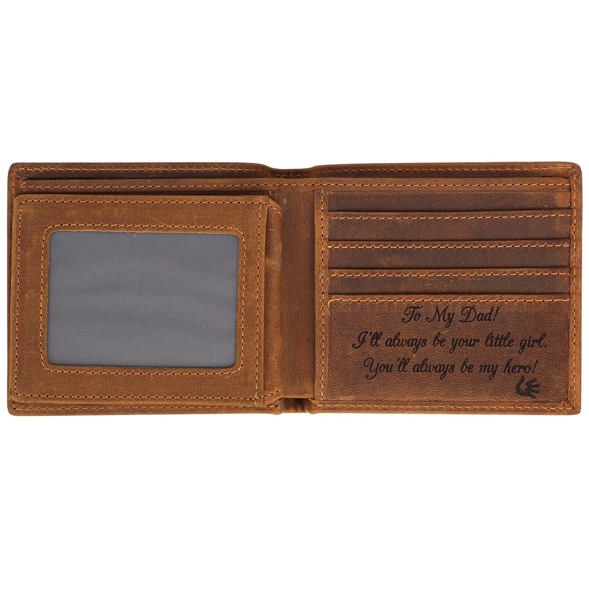 Engraved Leather Men Wallet - Customized Father's Wallets - Personalized Unique Gift For Dad As Birthday, Christmas and Father's Day Gift