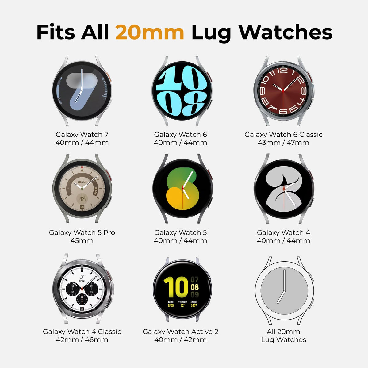 Acextro 3 Pack Sport Band Compatible for Galaxy Watch 7 Bands 44mm 40mm, Samsung Galaxy Watch FE/6/5/4 Classic(40mm-47mm) No Gap Soft Silicone Replacement Strap for Men & Women