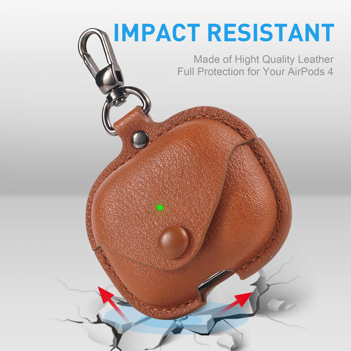 Maxjoy for AirPods Pro 3 Case Leather, Airpods Pro 3 Leather Case Cover with Keychain Compatible with Apple Airpod Pros 3rd Generation 2025 (Front LED Visible),Brown