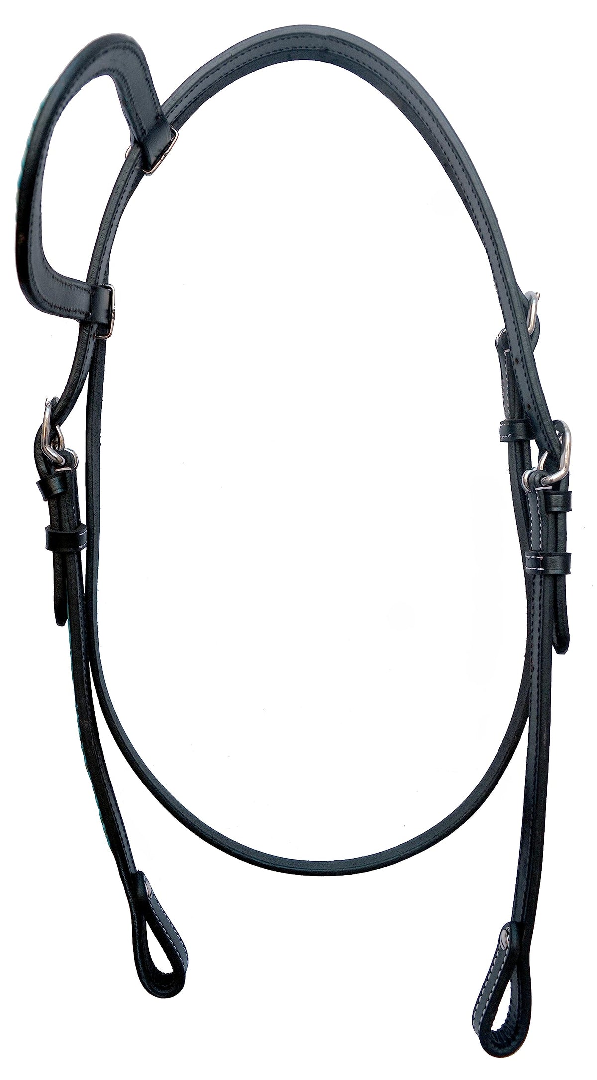 Western Horse Headstall Standard Size – Adjustable Hand Braided Genuine Leather Bridle with Turquoise Rawhide Leather Weaving on Straight Brow Band Western Riding Tack, Black Color Leather (Full Size)