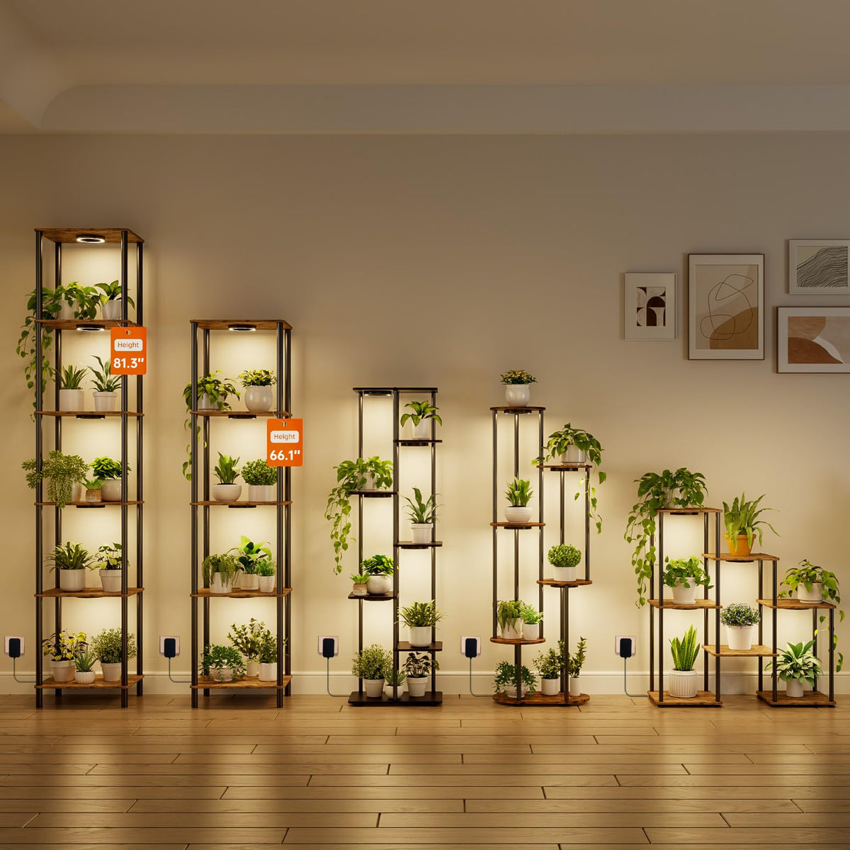 Bstrip Plant Stand Indoor with Grow Light, 66" Tall Indoor Plant Shelf, 5 Tier Flower Stand with Plant Light Full Spectrum, Metal Plant Holder with Light, lighted Plant Rack for Home, Corner, Patio