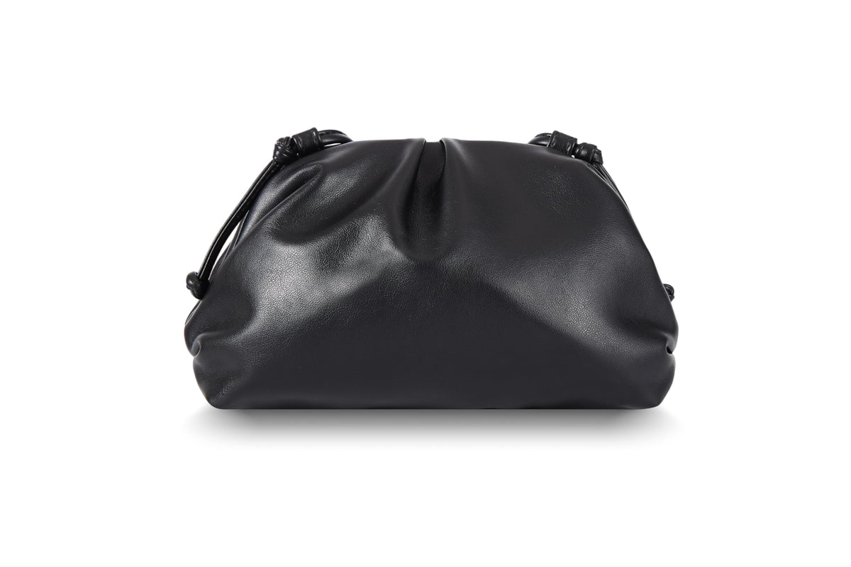 BRYCTSISEN Elegant Vegan Leather Clutch Bag for Women Dressy Pleated Cloud Dumpling Purse Super Soft PU Evening Handbag (Black, Small)