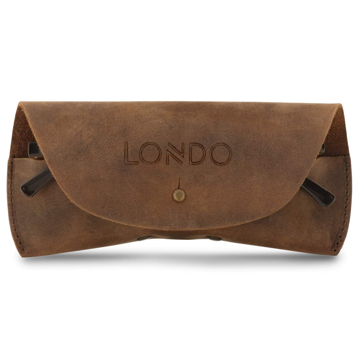 Londo Genuine Leather Eyeglasses & Sunglasses Case – Premium Leather Protective Case with Button Closure, Stylish & Durable Storage for Glasses