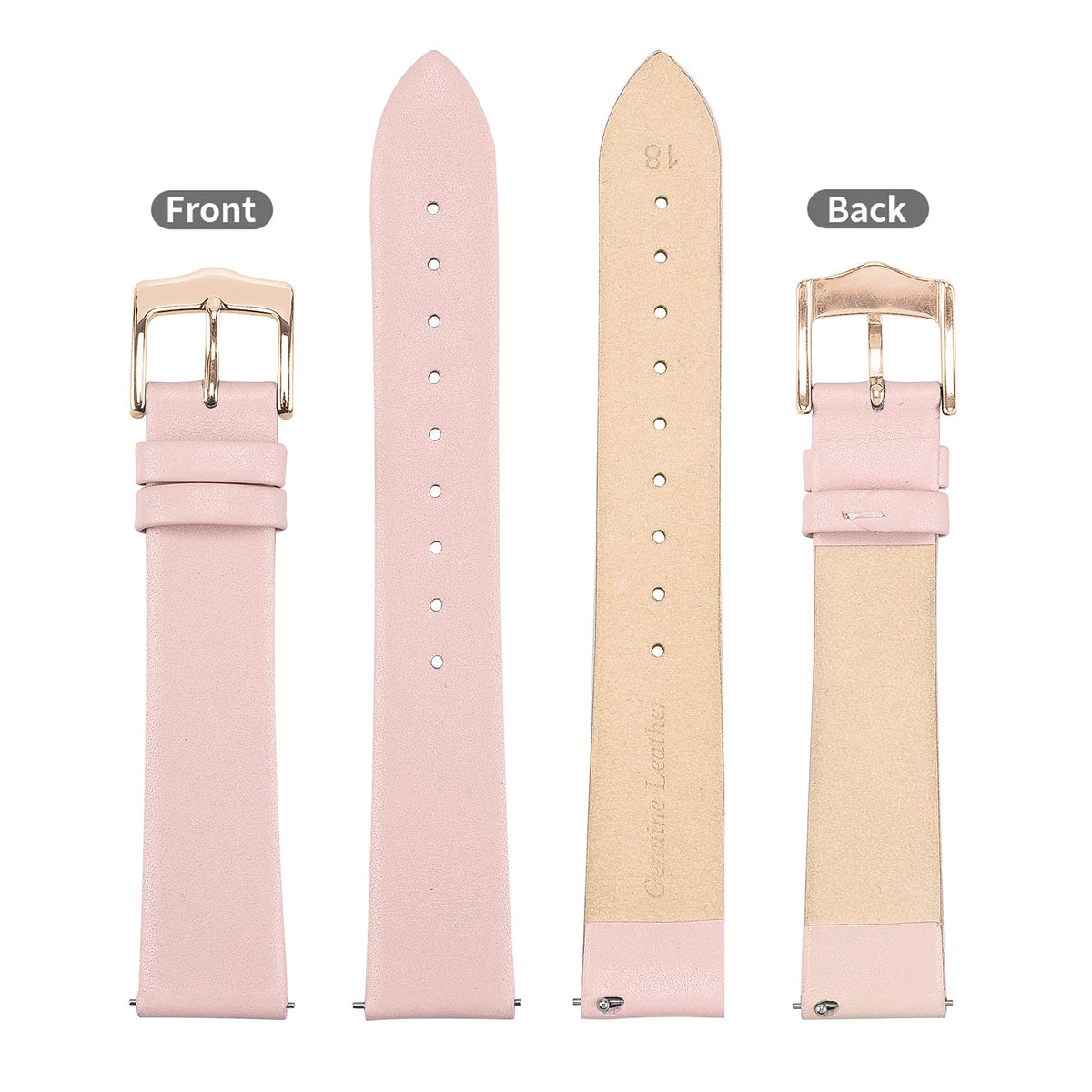 EACHE Quick Release Women Pink Leather Watch bands 20mm Thin Leather Watch Straps for Ladies With Rose Gold Buckle