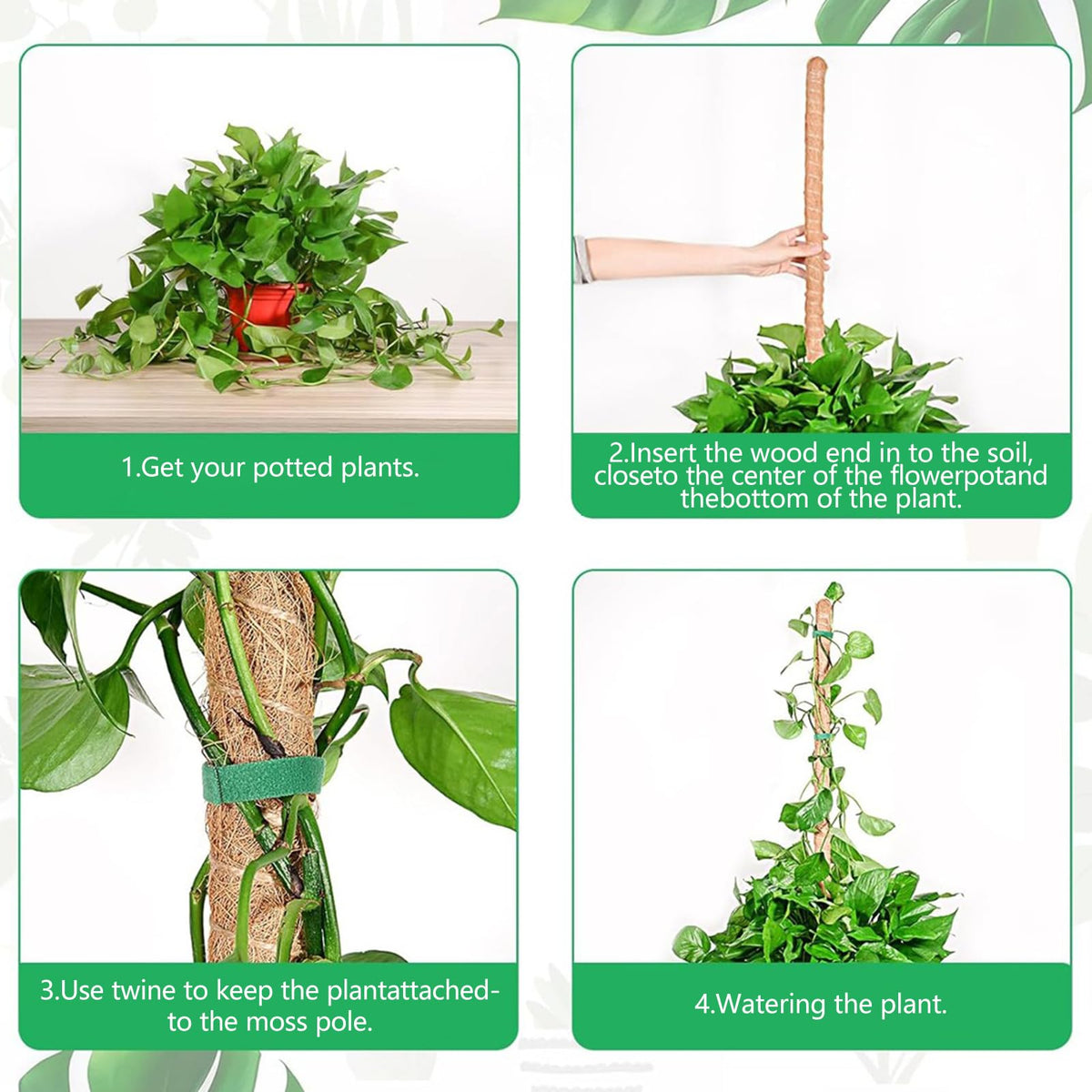 3 Pack Moss Pole,31 Inch Monstera Plant Support,Bendable Plant Trellis Moss Pole for Plants Monstera,Moss Poles for Climbing Plants Indoor,Coir Plant Pole Sticks Support Stakes (3pcs)