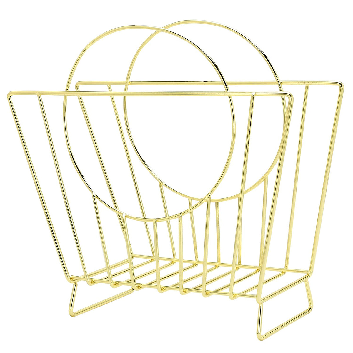MyGift Mid-Century Brass Plated Metal Free Standing Magazine Holder Document File Rack with Decorative Bag Shaped Design