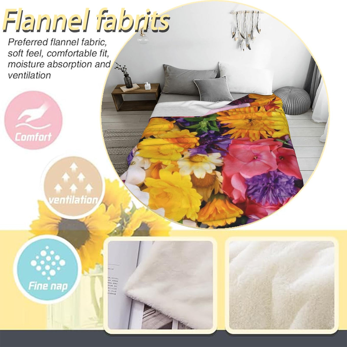 TRYYN Tropical Botanical Throw Blanket, Vibrant Hibiscus Floral and Palm Leaf, Soft Flannel Fleece, 50x60 Inch, Couch Living Room Blankets for Women Nature Lovers, Cozy Summer Home Decor Gifts