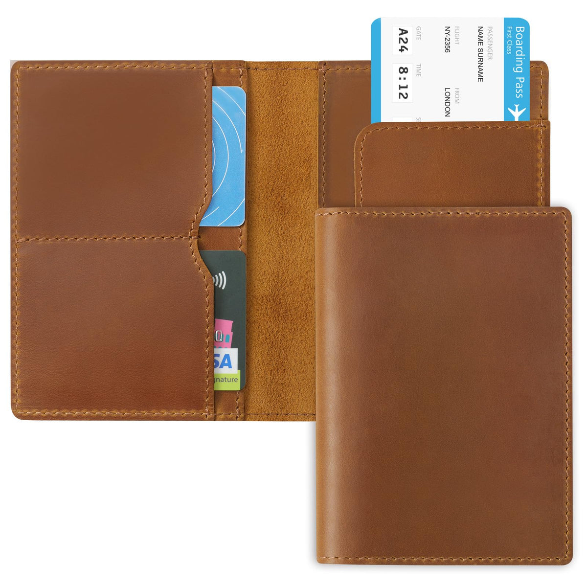 Jack&Chris Leather Passport Holder, Handmade Passport cover, Travel Wallet Cover Case for Men and Women, Leather Travel Documents Organizer Protector, JC107