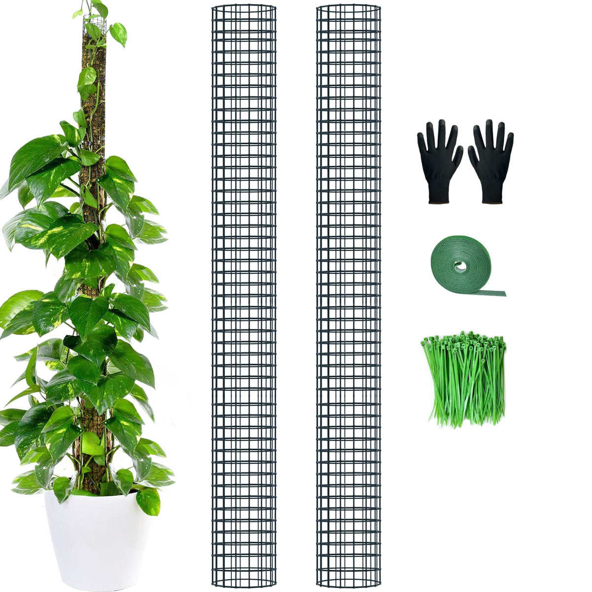 60" Metal Moss Pole, 2 Pack Moss Poles for Plants Monstera, Stackable Sphagnum Moss Pole, Plant Poles for Climbing Plants Work with Sphagnum Moss(2 Pack 60")