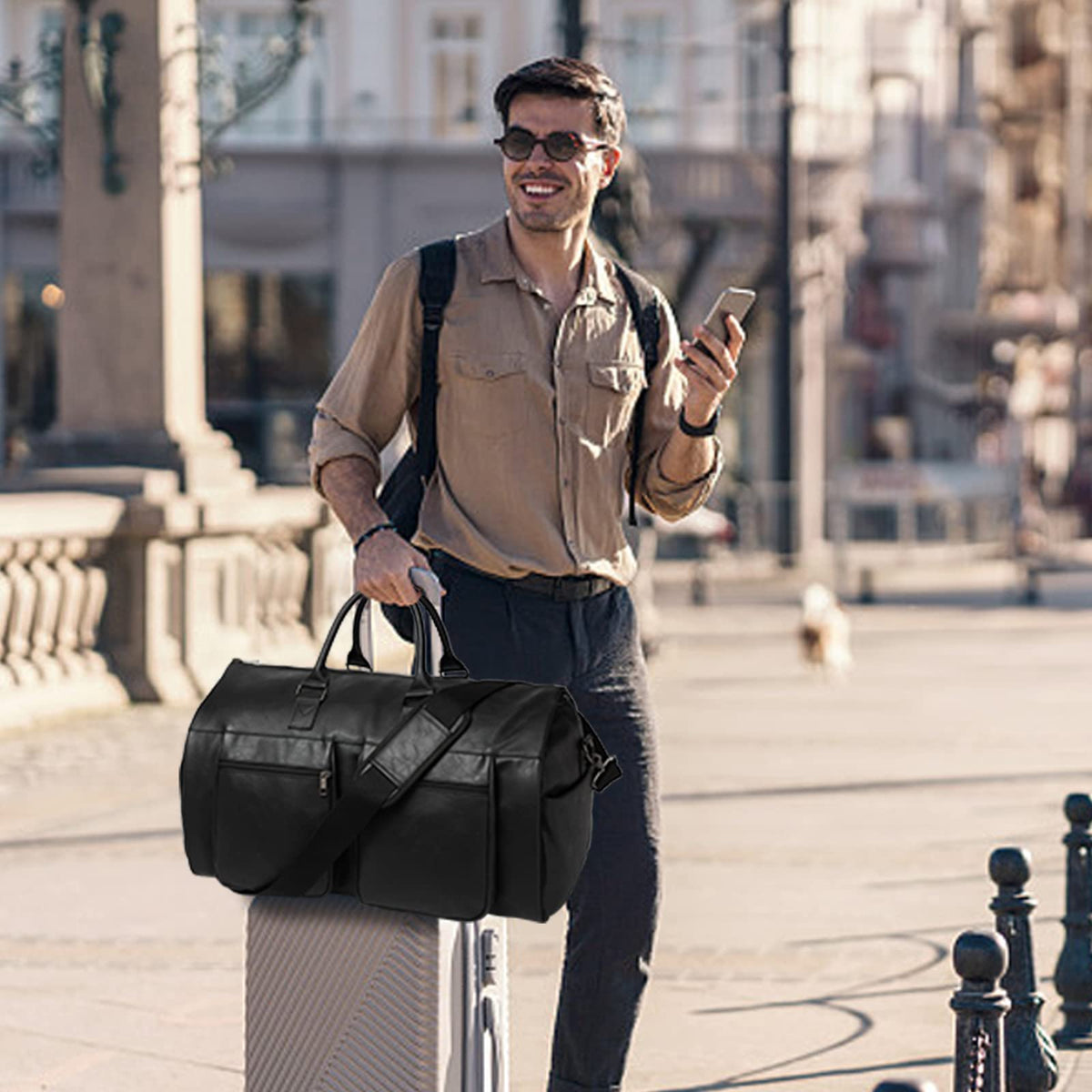 Convertible Travel Garment Bag,Carry on Garment Duffel Bag for Men Women - 2 in 1 Hanging Suitcase Suit Business Travel Bag Black