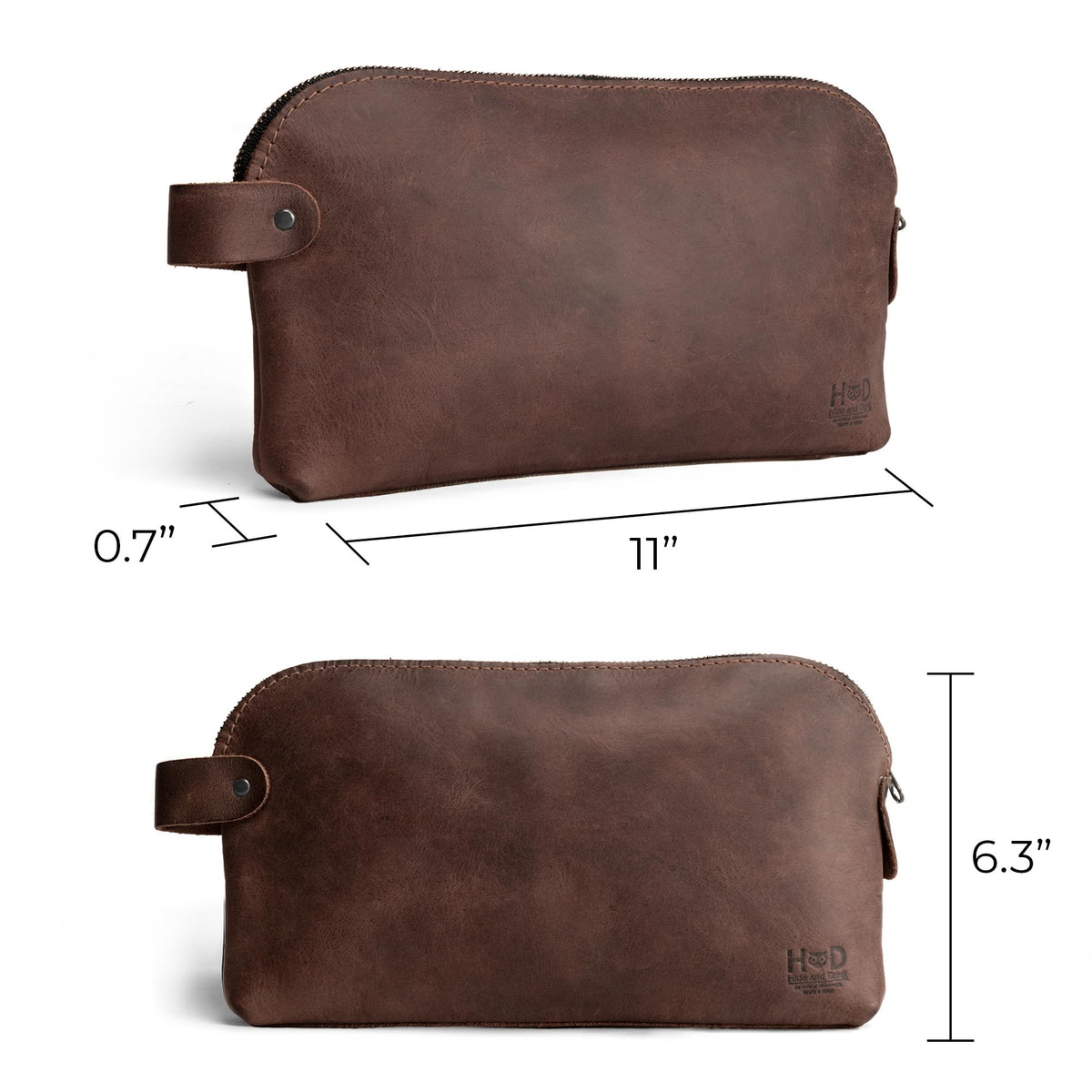 Hide & Drink, Large Rustic All Purpose Dopp Kit Utility Bag for Cords & Chargers, Travel Bag, Multi-Purpose Bag, Full Grain Leather, Handmade, Espresso