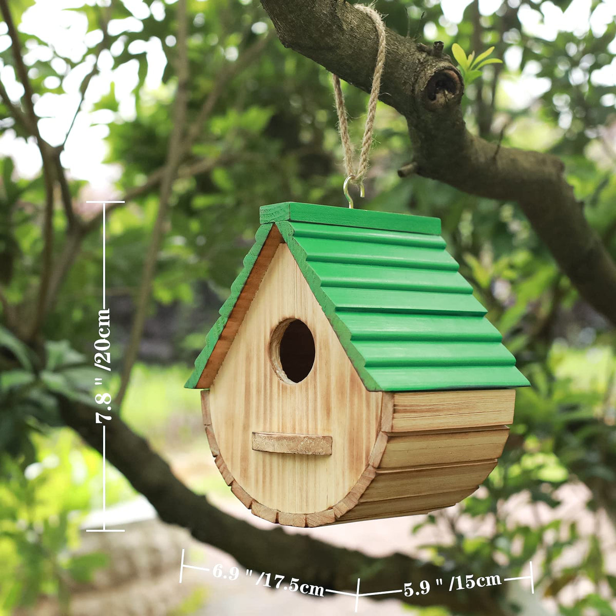 STARSWR Bird House,Outdoor Birdhouse, Wooden Bird Houses for Outside Clearance Bluebird Finch Cardinals Hanging Birdhouse Garden Viewing