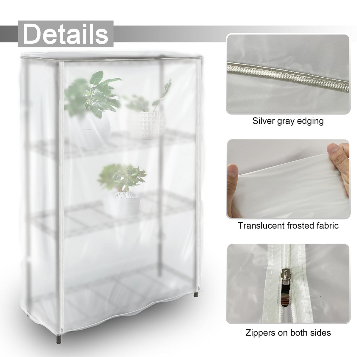 IndigoTempest9 Frosted Wire Shelf Cover with Zipper, Waterproof Dustproof PVC Rack Cover for 48 x 18 x 72 Inch Wire Shelving, Semi-Transparent, Helps Hide Clutter, Cover Only