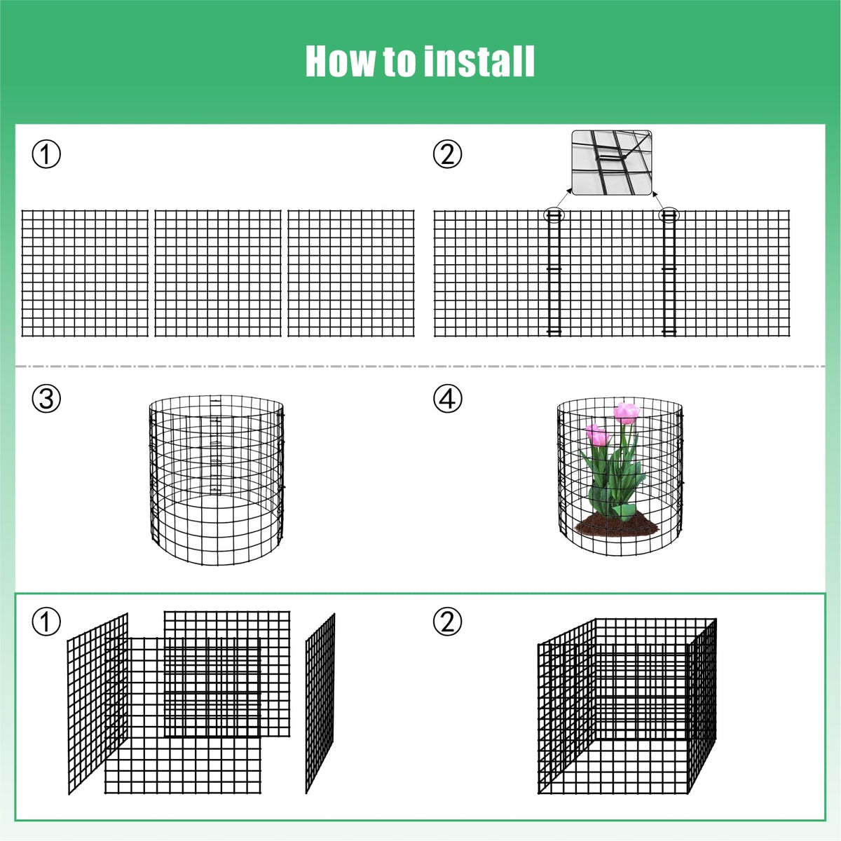 10 Pack Round Plant Protector from Animals, 30 Pcs 12 x 12 Metal Mesh to Keep Animals Out Wire Plant Protectors for Rabbits Chicken Duck Bunny Barricades for Garden Vegetable Flowers Protection