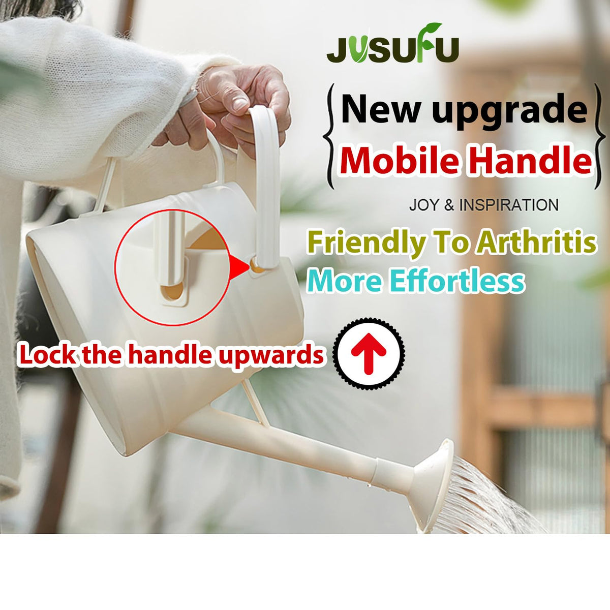1 Gallon Watering Can for Plants, Watering Cans for Indoor&Outdoor Gardening, Water Can with Ergonomic Movable Handle (White)