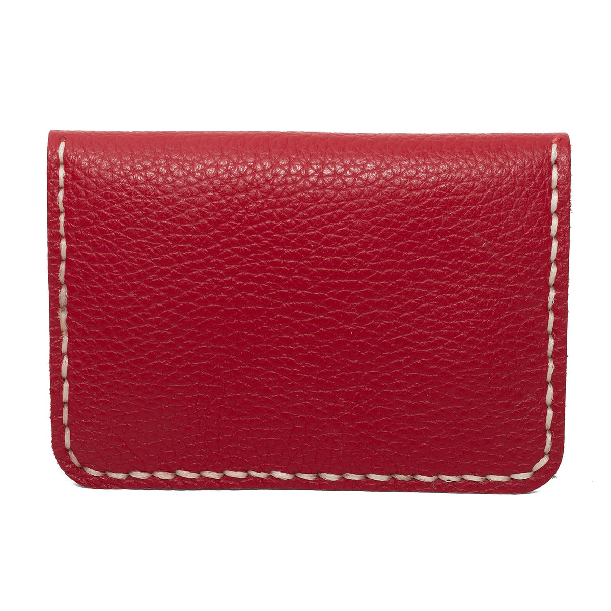 Guild Accessories Handstitched Red Leather Card case Wallet - Artisan Crafted Envelope Card Holder with Antique Brass Snap, Full-Grain Leather Slim Pocket Organizer (Red)