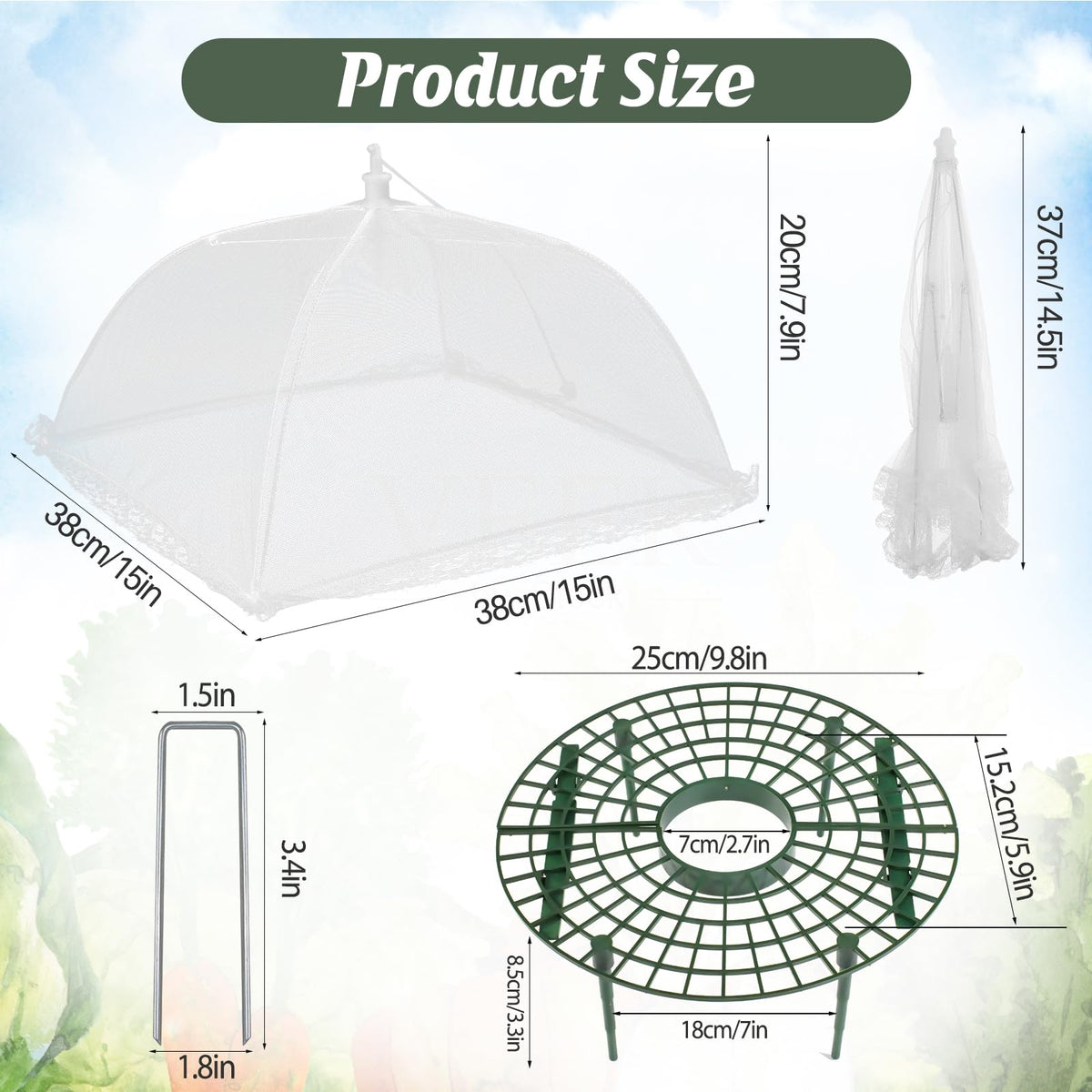 COZYDIG 4 Sets Strawberry Plant Support with Mesh Plant Cover,Strawberry Growing Racks Sets with Iron Plant Nails and Storage Bag for Garden Strawberry Vegetables(White Net - Round)
