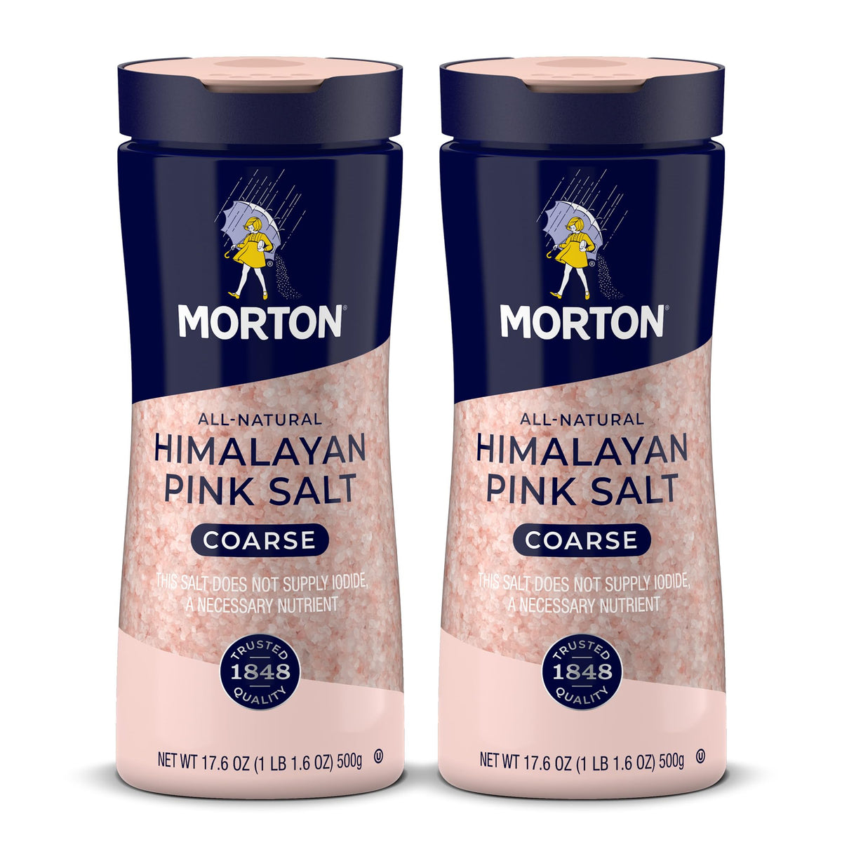 Morton All-Natural Himalayan Pink Salt, Coarse, (17.6 oz), 2-Pack, Perfect for Cooking & Finishing