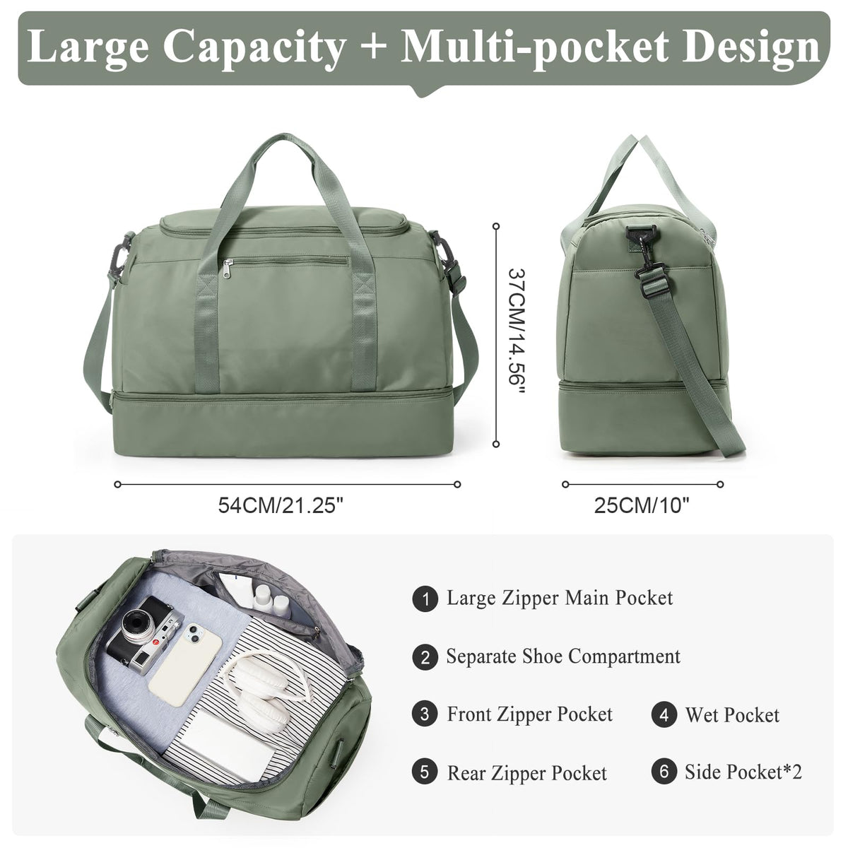 Extra Large Travel Duffle Bag,Carry on Overnight Weekend Bag with Shoes Compartment,Weekender Bags for Women for Travel Business Trips Sport Hospital